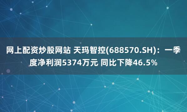 网上配资炒股网站 天玛智控(688570.SH)：一季度净利润5374万元 同比下降46.5%